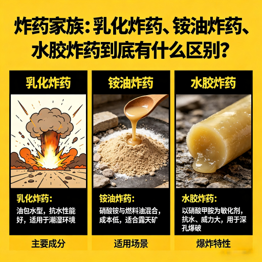 德格炸药家族：乳化炸药、铵油炸药、水胶炸药到底有什么区别？